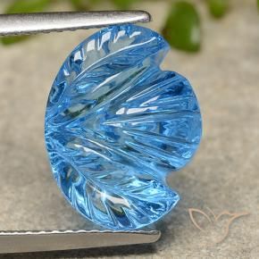 Topacio Azul Suizo natural de 7.36 ct, Corte Flor, Transparente