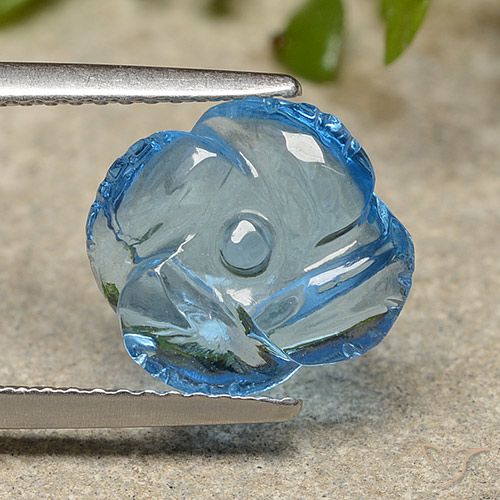 3.93ct Natural Azul Suizo Topacio, Corte Flor, Translúcido