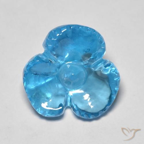 Topacio Azul Suizo natural de 7.54 ct, Corte Flor, Transparente