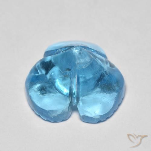 Topacio Azul Suizo natural de 7.54 ct, Corte Flor, Transparente