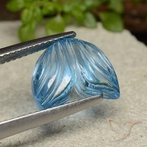 Topacio Azul Suizo natural de 5.91 ct, Corte Flor, Transparente