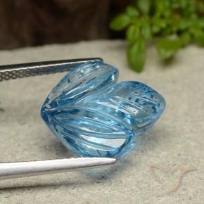 Topacio Azul Suizo natural de 7.93 ct, Corte Flor, Transparente