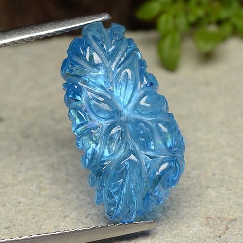 11.53ct Natural Azul Suizo Topacio, Corte Flor, Transparente