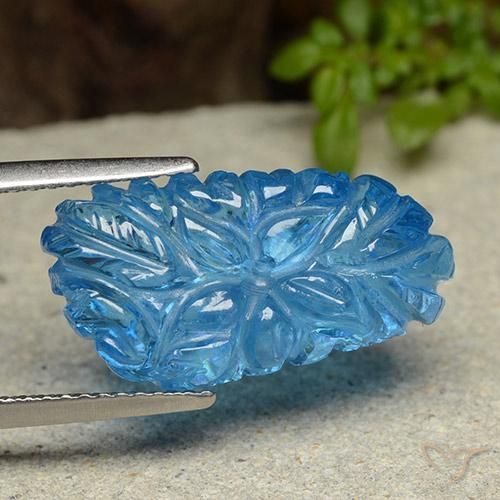 Topacio Azul Suizo natural de 11.53 ct, Corte Flor, Transparente