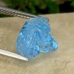 Topacio Azul Suizo natural de 5.65 ct, Corte Flor, Transparente