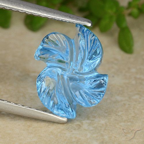 4.11ct Natural Azul Suizo Topacio, Corte Flor, Transparente, Photo A