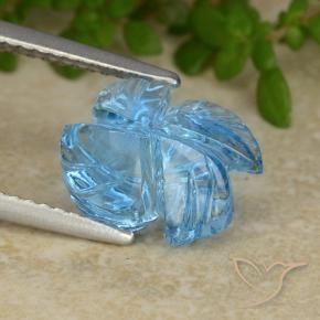 Topacio Azul Suizo natural de 4.11 ct, Corte Flor, Transparente