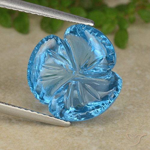 9.51ct Natural Azul Suizo Topacio, Corte Flor, Transparente