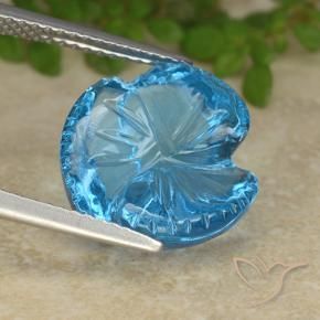 Topacio Azul Suizo natural de 9.51 ct, Corte Flor, Transparente