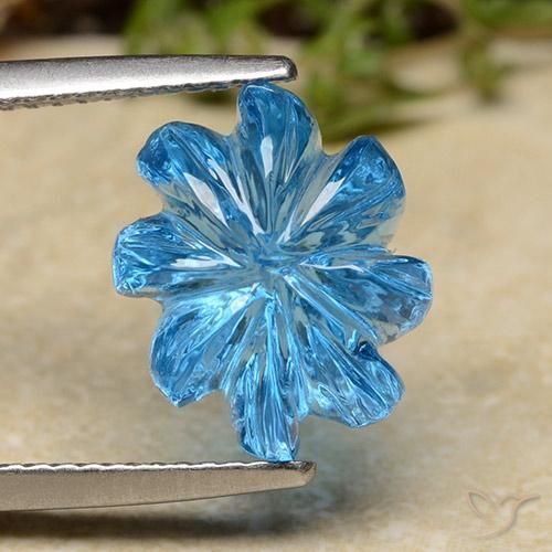 7.62ct Natural Azul Suizo Topacio, Corte Flor, Transparente