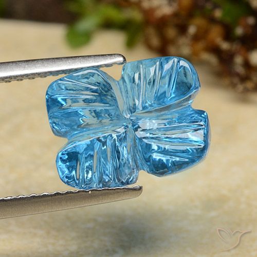 5.81ct Natural Azul Suizo Topacio, Corte Flor, Transparente
