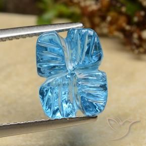 Topacio Azul Suizo natural de 5.81 ct, Corte Flor, Transparente