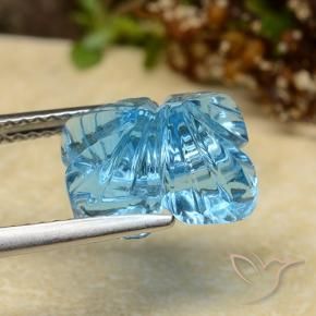 Topacio Azul Suizo natural de 5.81 ct, Corte Flor, Transparente