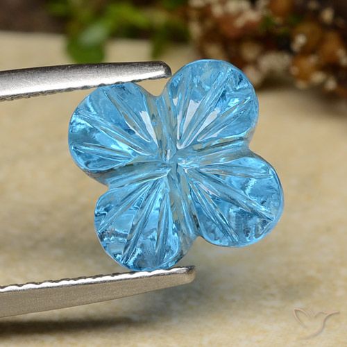 6.04ct Natural Azul Suizo Topacio, Corte Flor, Transparente