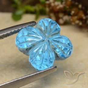 Topacio Azul Suizo natural de 6.04 ct, Corte Flor, Transparente