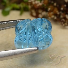 Topacio Azul Suizo natural de 6.04 ct, Corte Flor, Transparente