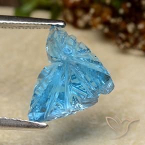 Topacio Azul Suizo natural de 4.41 ct, Corte Flor, Transparente