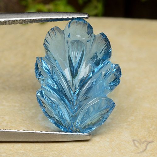 15.17ct Natural Azul Suizo Topacio, Corte Flor, Transparente
