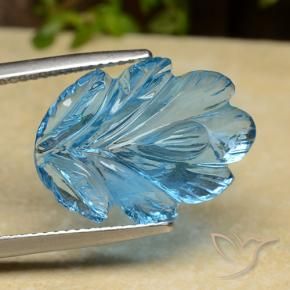 Topacio Azul Suizo natural de 15.17 ct, Corte Flor, Transparente