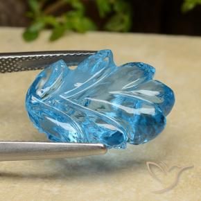 Topacio Azul Suizo natural de 15.17 ct, Corte Flor, Transparente