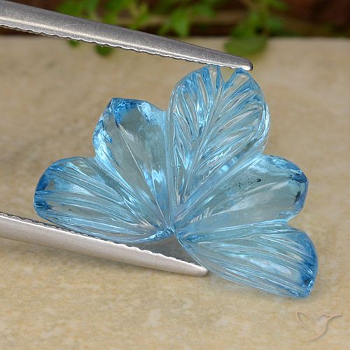 12.06ct Natural Azul Suizo Topacio, Corte Flor, Transparente