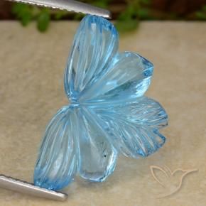 Topacio Azul Suizo natural de 12.06 ct, Corte Flor, Transparente