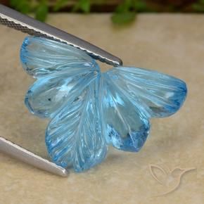 Topacio Azul Suizo natural de 12.06 ct, Corte Flor, Transparente