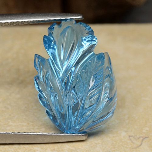 13.62ct Natural Azul Suizo Topacio, Corte Flor, Transparente