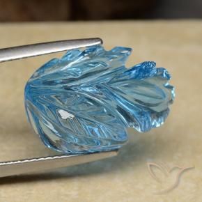 Topacio Azul Suizo natural de 13.62 ct, Corte Flor, Transparente