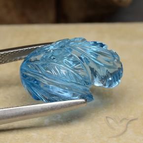 Topacio Azul Suizo natural de 13.62 ct, Corte Flor, Transparente