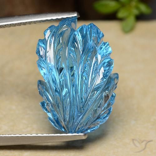 Topacio azul natural de 17,03 ct, forma elegante, transparente