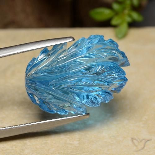 Topacio azul natural de 17,03 ct, forma elegante, transparente
