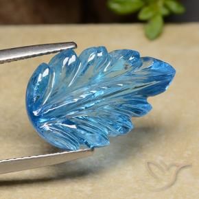 Topacio Azul Suizo natural de 13.36 ct, Corte Flor, Transparente
