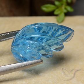 Topacio Azul Suizo natural de 13.36 ct, Corte Flor, Transparente