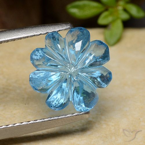 4.08ct Natural Azul Suizo Topacio, Corte Flor, Transparente