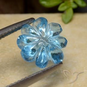 Topacio Azul Suizo natural de 4.08 ct, Corte Flor, Transparente