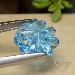 Topacio Azul Suizo natural de 4.08 ct, Corte Flor, Transparente