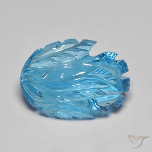 Topacio Azul Suizo natural de 13.53 ct, Corte Flor, Transparente