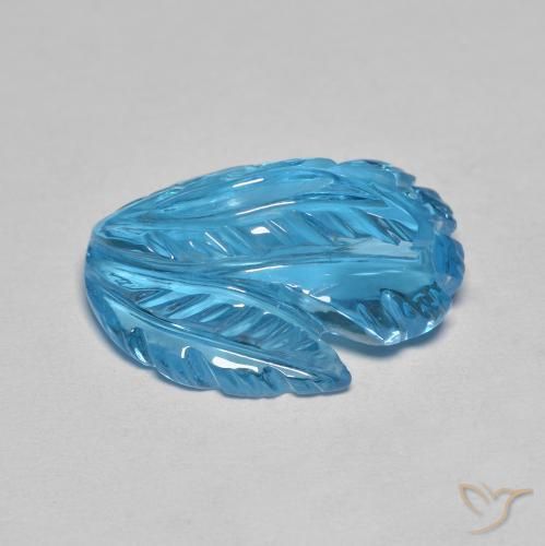 Topacio Azul Suizo natural de 13.53 ct, Corte Flor, Transparente