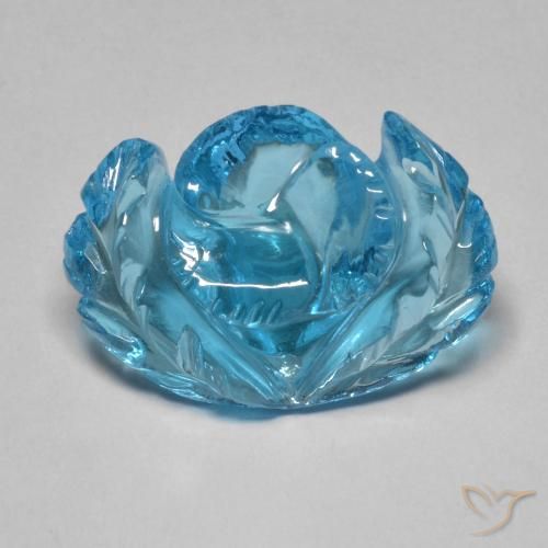 12.78ct Natural Azul Suizo Topacio, Corte Flor, Transparente