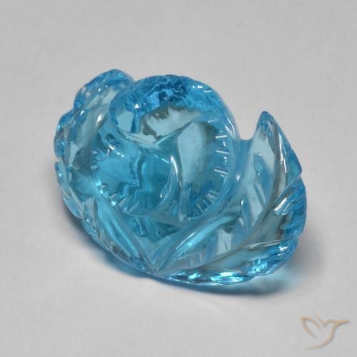 Topacio Azul Suizo natural de 12.78 ct, Corte Flor, Transparente