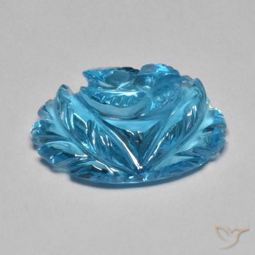 Topacio Azul Suizo natural de 12.78 ct, Corte Flor, Transparente