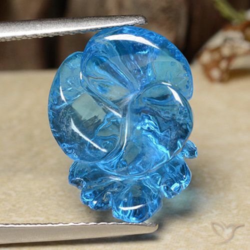 12.28ct Natural Azul Suizo Topacio, Corte Flor, Transparente