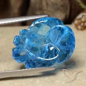 Topacio Azul Suizo natural de 12.28 ct, Corte Flor, Transparente