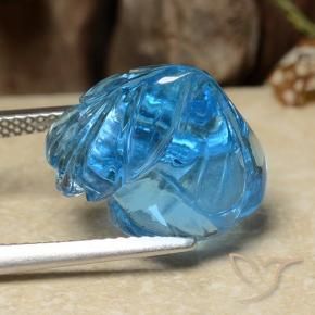 Topacio Azul Suizo natural de 12.28 ct, Corte Flor, Transparente