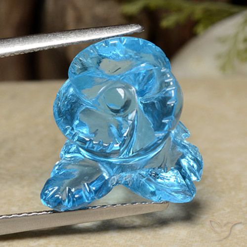 12.63ct Natural Azul Suizo Topacio, Corte Flor, Transparente