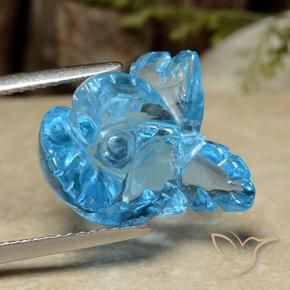 Topacio Azul Suizo natural de 12.63 ct, Corte Flor, Transparente