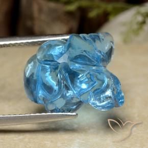 Topacio Azul Suizo natural de 12.63 ct, Corte Flor, Transparente