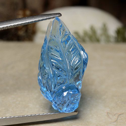 16.08ct Natural Azul Cielo Topacio, Corte Flor, Transparente
