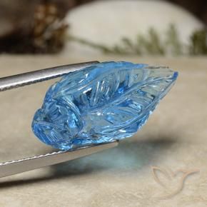 Topacio Azul Cielo natural de 16.08 ct, Corte Flor, Transparente
